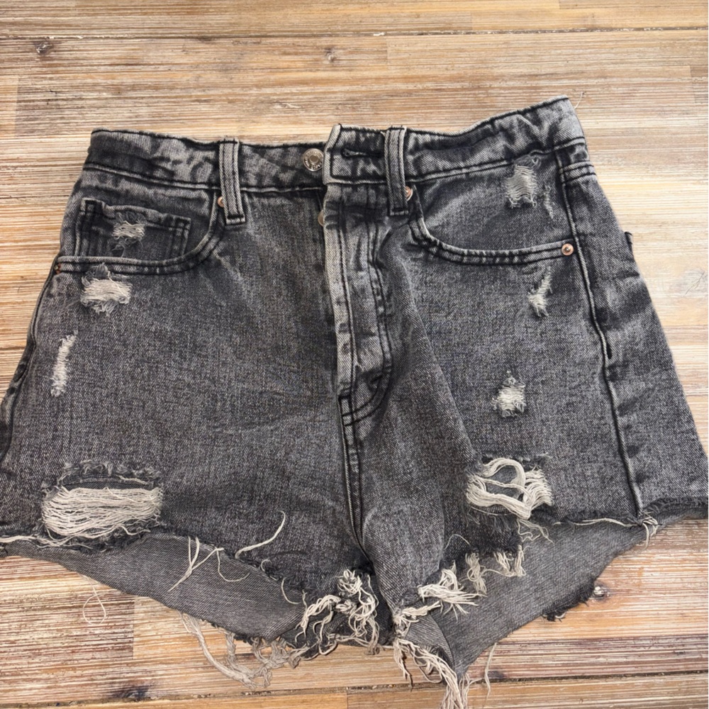 Distressed Gray Denim Shorts